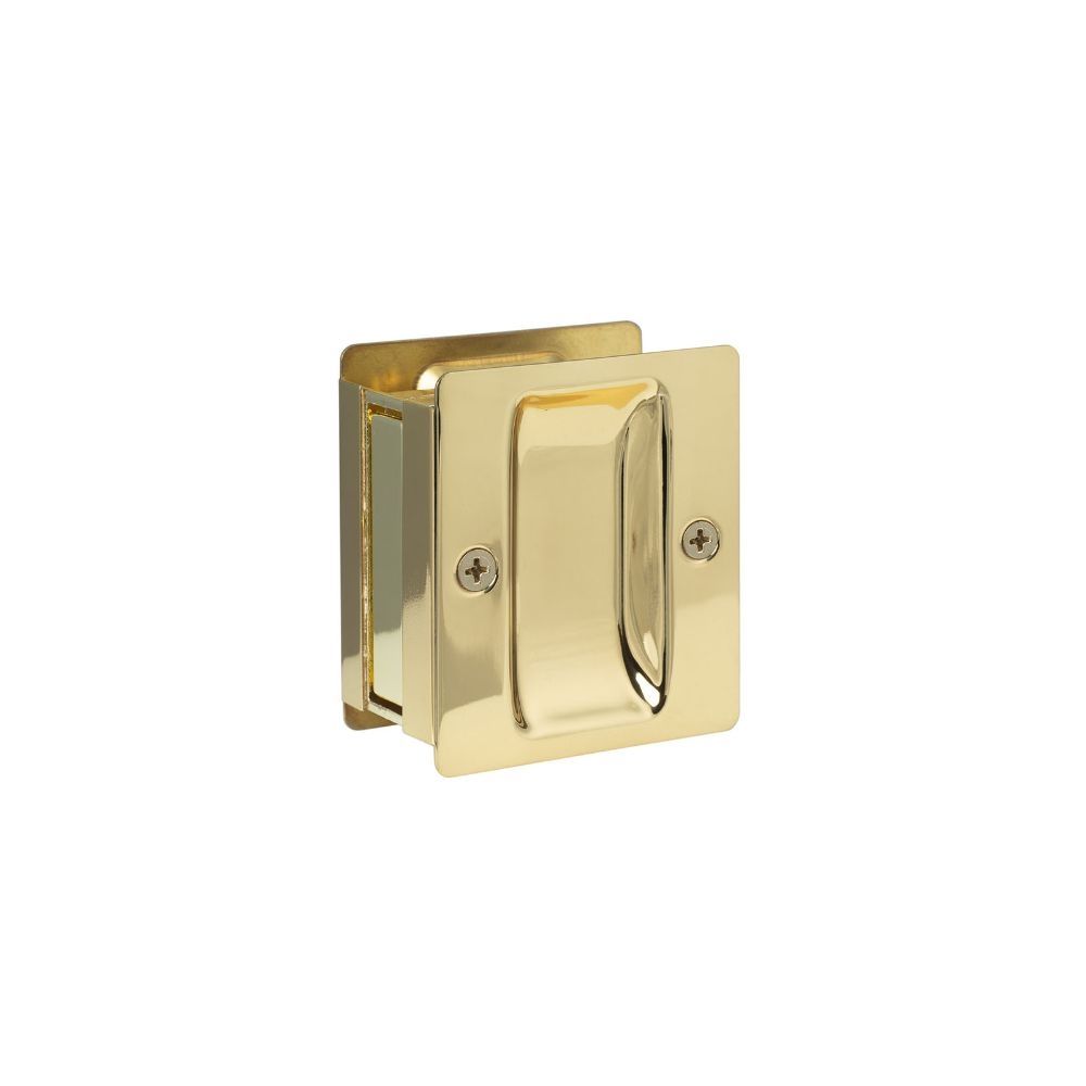 Sure-Loc Hardware DP711 3 Square Pocket Door Pull Passage in Polished Brass